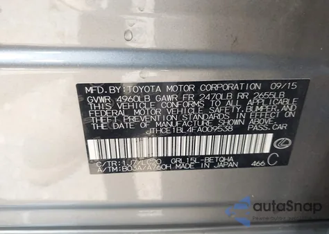 2015 Lexus Gs 350 from USA, damaged, VIN JTHCE1BL4FA009538